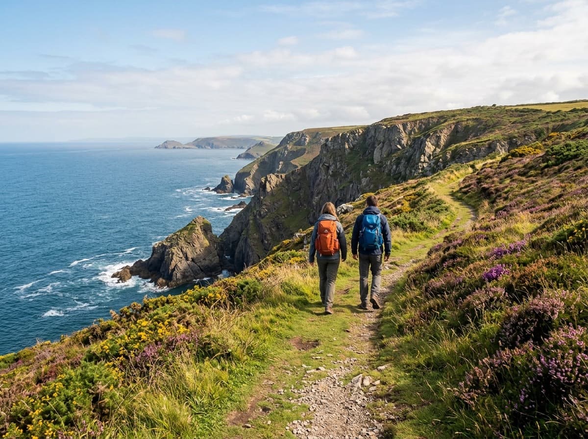 Walkers on the Pembrokeshire coast path