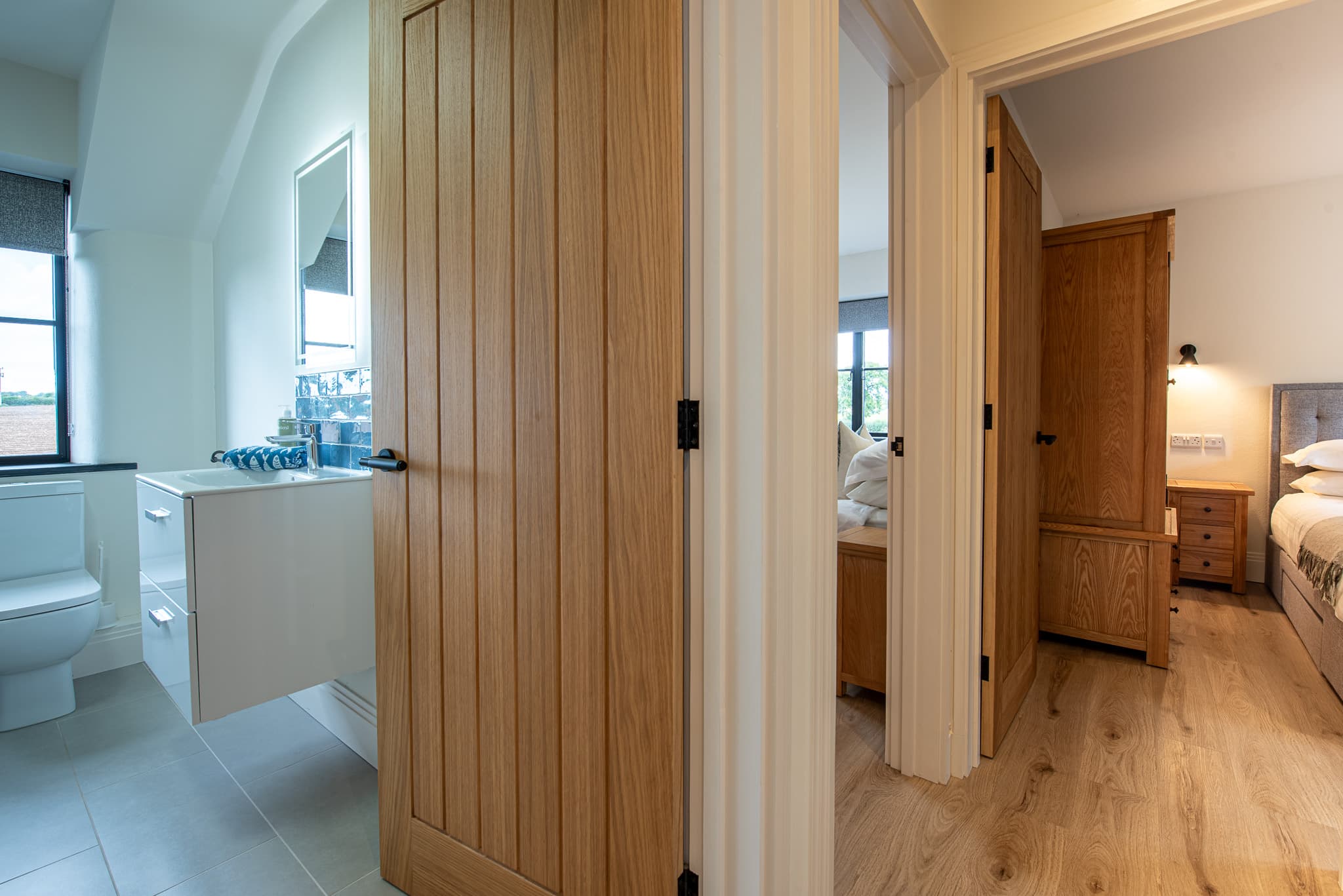 En suite bathroom at Just a Cottage