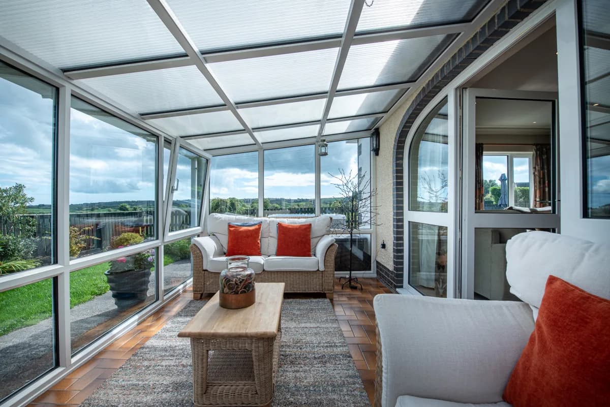 Conservatory with countryside views at Pleasant Valley