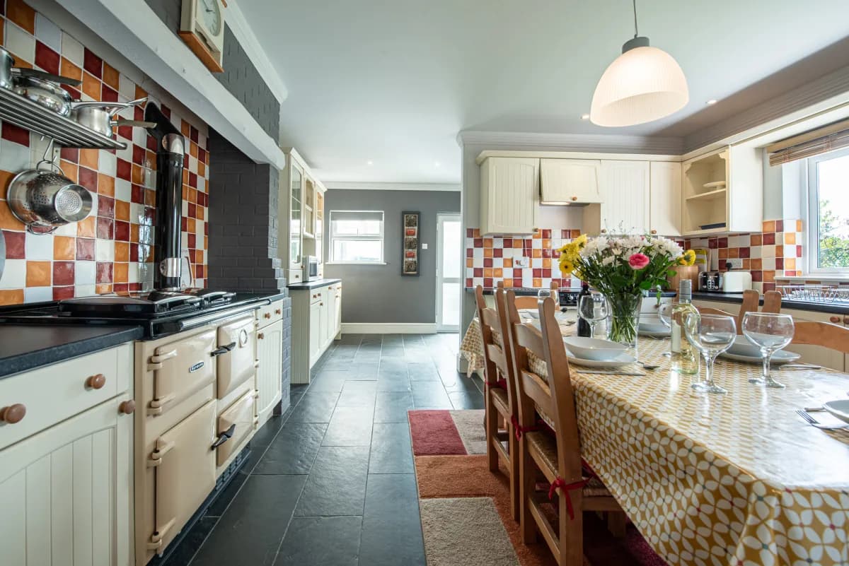 Kitchen with Rayburn cooker at Pleasant Valley