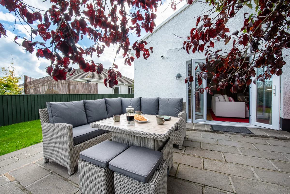 Patio with countryside views at Pleasant Valley View