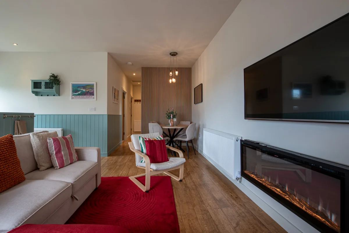 Living area looking towards the dining table at Pleasant Valley View