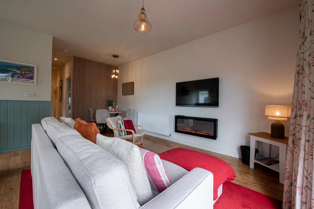 Sofa and fireplace in the living area at Pleasant Valley View
