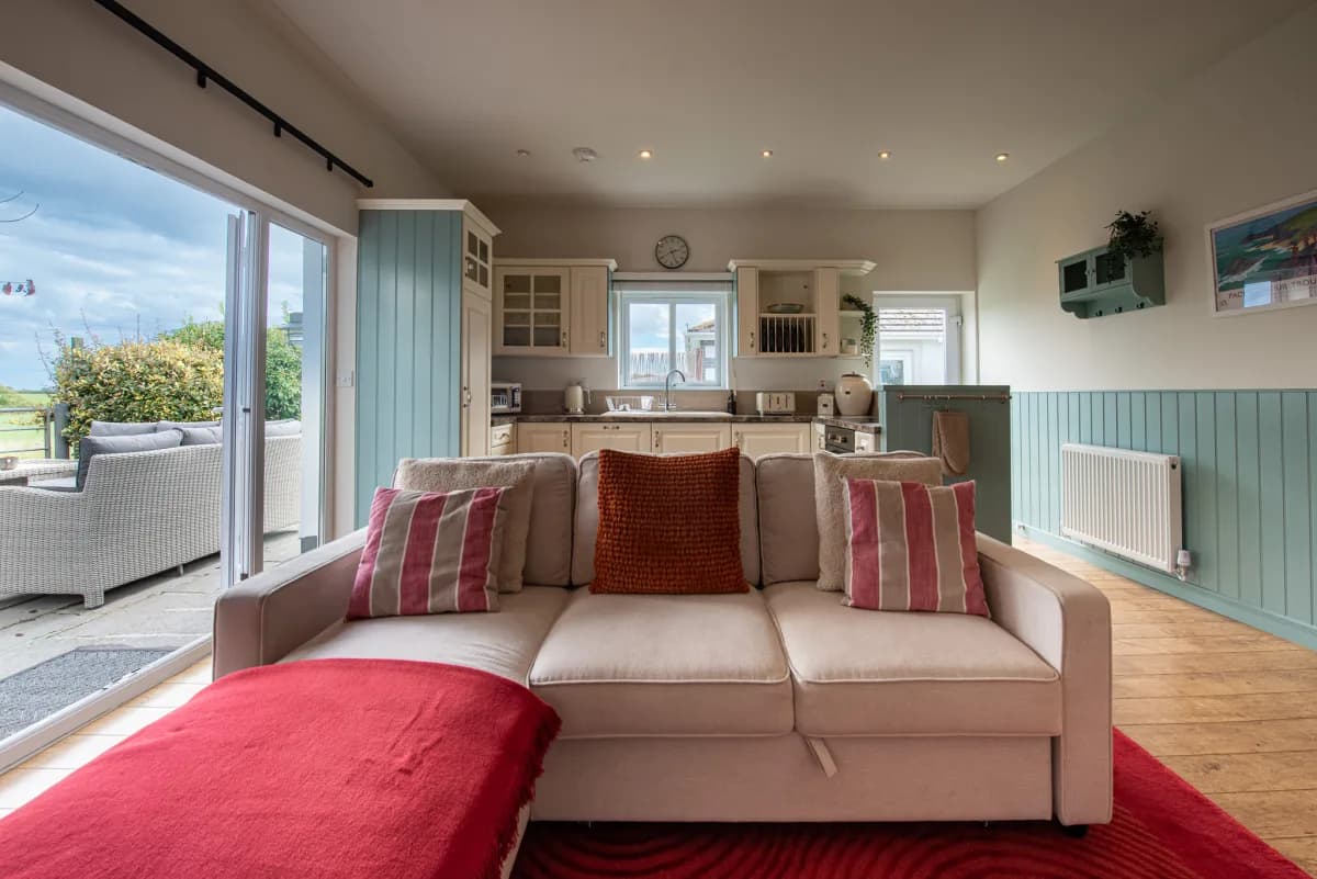 Living area with patio doors at Pleasant Valley View
