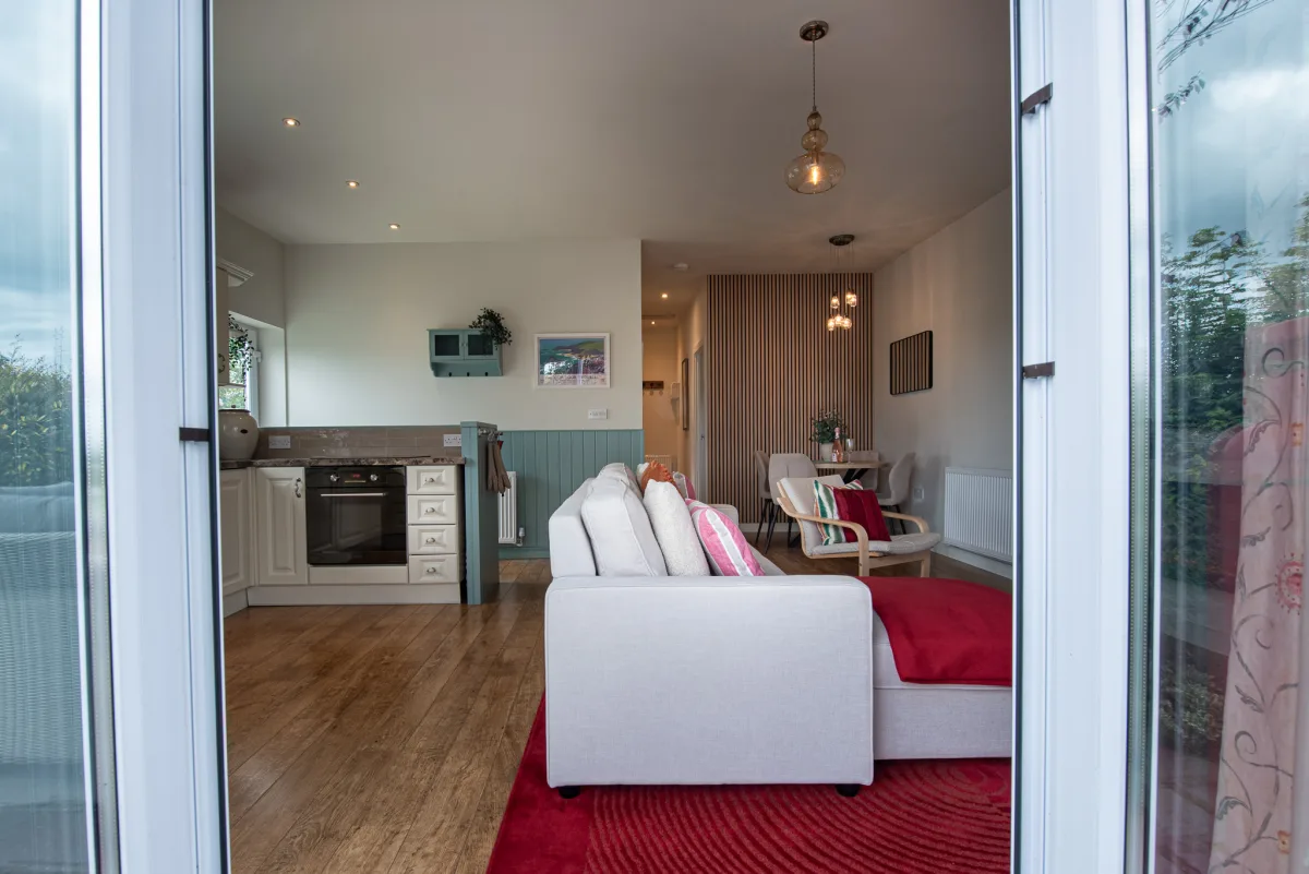 View from the patio doors into the living area at Pleasant Valley View